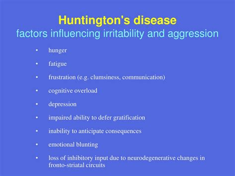 Ppt Neurogenetic Disorders Huntingtons Disease Powerpoint