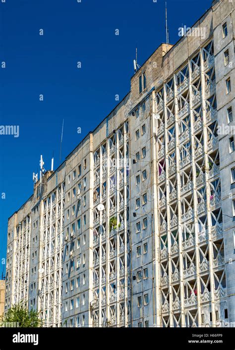 View Of A Soviet Era Apartment Building In Bishkek Kyrgyzstan Stock