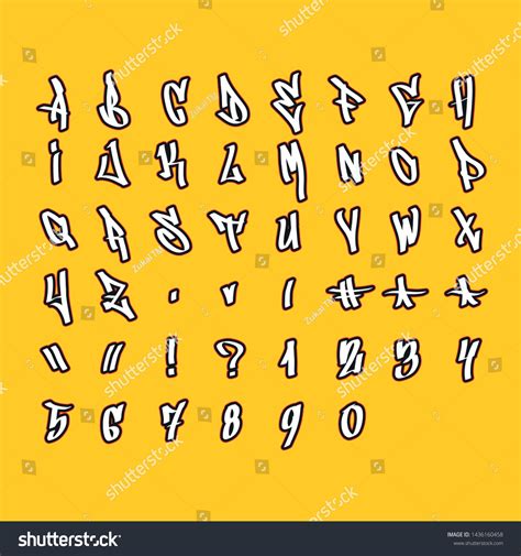 Hand Written Graffiti Font Alphabet Vector 스톡 벡터 로열티 프리 1436160458