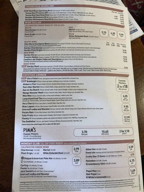 Menu At The Liberty Bounds Jd Wetherspoon Pub Bar London