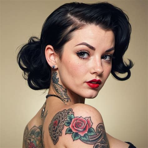 Tattoed Female Pinup Girl In High Resolution