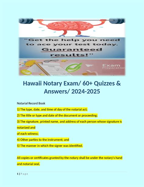 Hawaii Notary Exam Quizzes Answers Exams Public