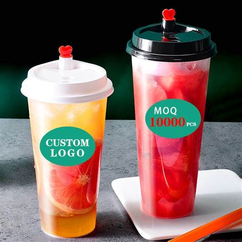 Custom Printed Clear Biodegradable Disposable Plastic Bubble Tea Pp Pla