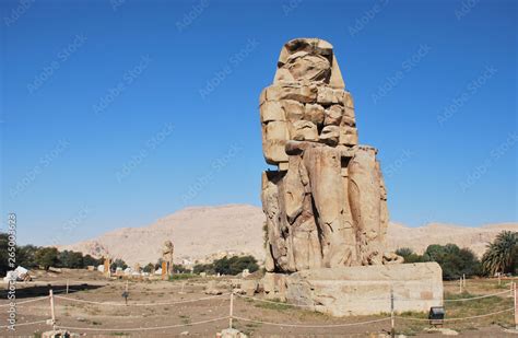 The Colossus Of Memnon Massive Stone Statue Of Pharaoh Amenhotep Iii