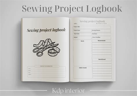 Sewing Project Logbook Kdp Interior Graphic By Jane Minner Creative