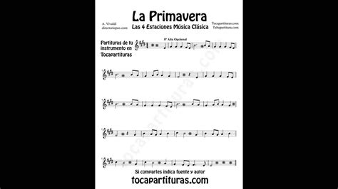 La Primavera Partitura Las 4 Estaciones Flauta Violín Sax Trompeta