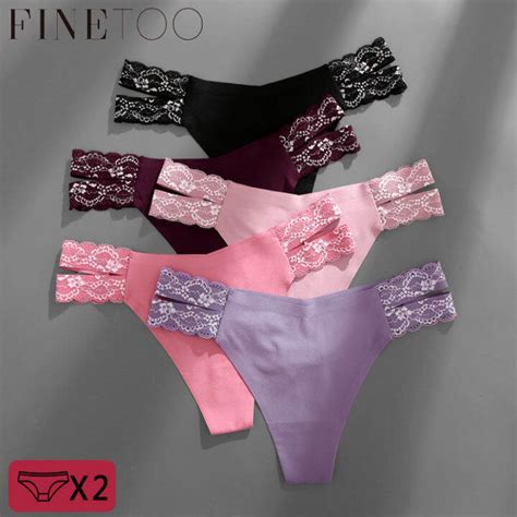 FINETOO Pcs Set Sexy Fashion Panty Set For Women Pcs Bikini Style Slim Seamless Thongs