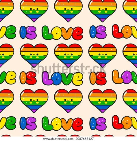 Cute Kawaii Gay Heartlgbt Seamless Pattern Stock Vector Royalty Free Shutterstock