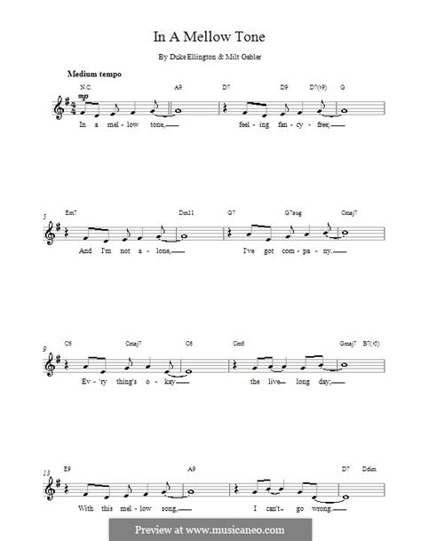 In A Mellow Tone By D Ellington Sheet Music On Musicaneo
