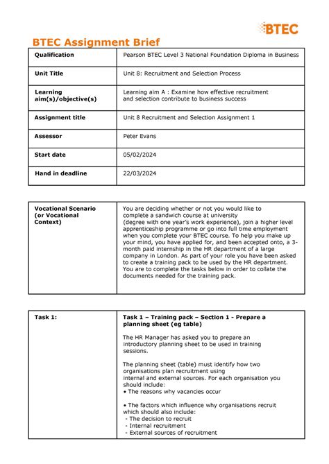 Template Btec L3 Unit 8 Assign 1 23 24 Btec Assignment Brief