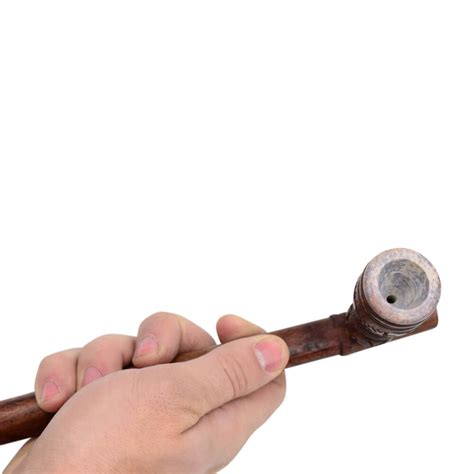 Carved Wooden Peace Pipe Ah3912 Costume Accessories