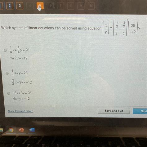 Please Help Which System Of Linear Equations Can Be Solved Using The