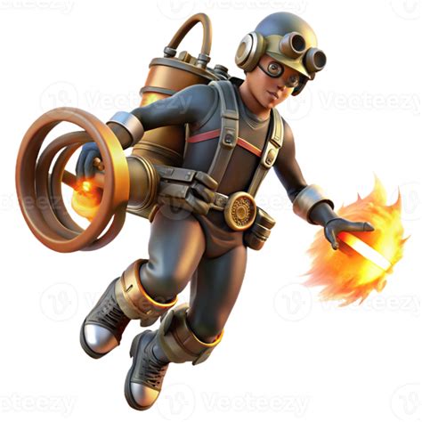 Serene Vintage A Steampunk Jetpack With Roaring Flames Premium 57762847 Png