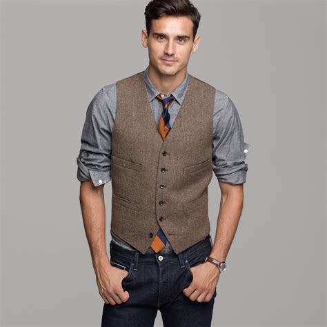 J Crew Harvest Herringbone Vest In Brown For Men Lyst