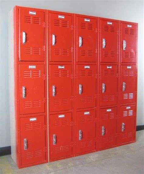 Red Metal 3-Tier Lockers | Lockers for sale, Lockers, Used lockers