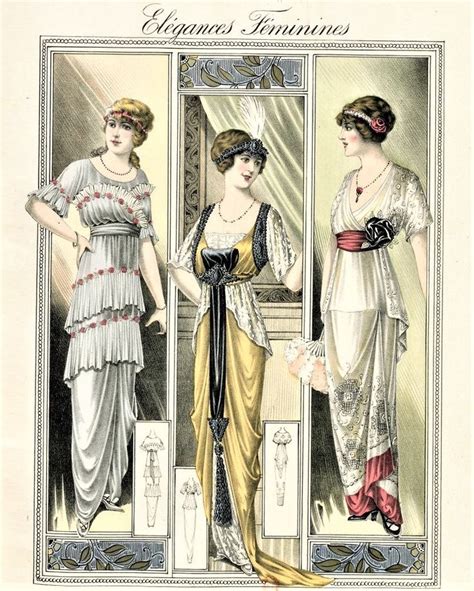 1913 Élégances Féminines Fashion illustration vintage Edwardian