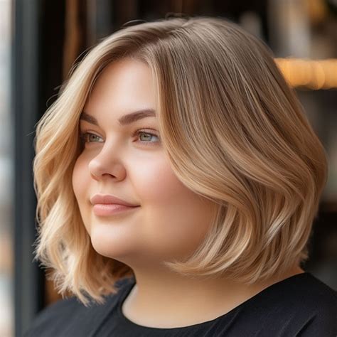 Medium Long Hairstyles For Fat Faces Sleek Sandy Blonde Bob