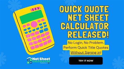 Quick Quote Net Sheet Calculator Released No Login No Problem