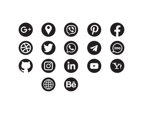 Conjunto De Iconos En Blanco Y Negro De Todas Las Redes Sociales