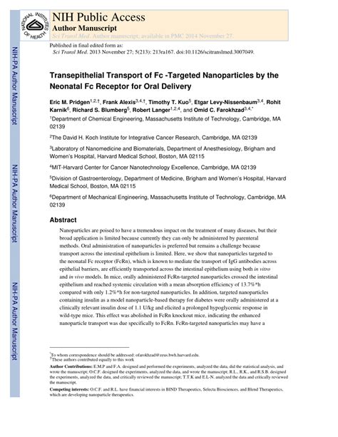 (PDF) Transepithelial Transport of Fc-Targeted Nanoparticles by the ... 