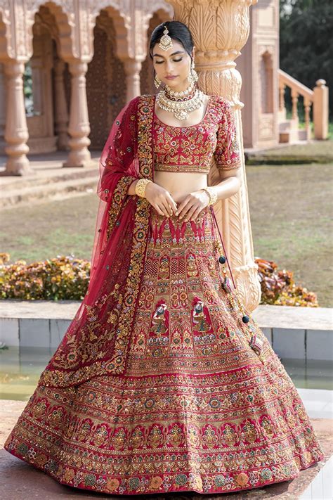 Awesome Red Colored Designer Lehenga Choli Shop Wedding Lehenga Choli