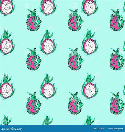 Pattern With Pitahaya Dragon Fruit Stock Vector Illustration Of