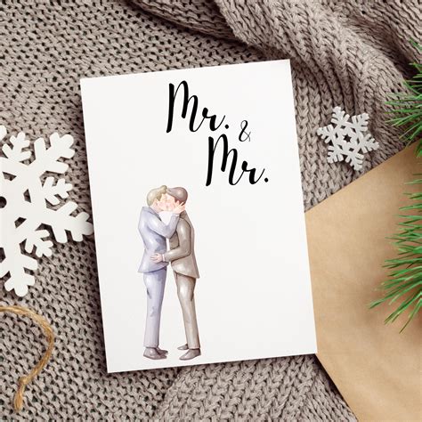 Gay Wedding Card Groom And Groom Card Same Sex Wedding Etsy