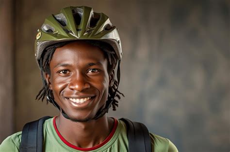 Premium Photo Portrait Of A Happy African American Cyclist