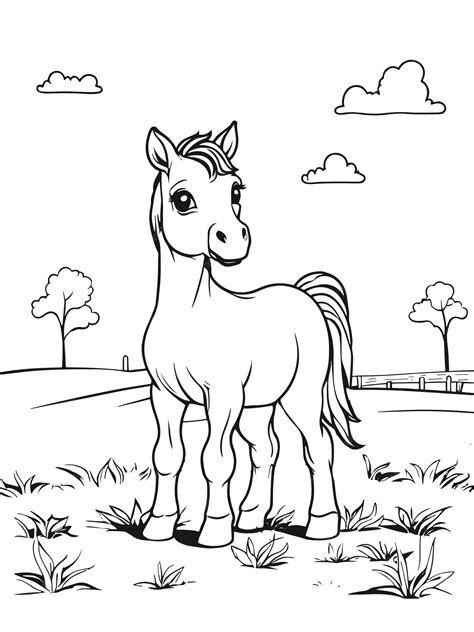 Premium Vector | Coloring page outline baby horse