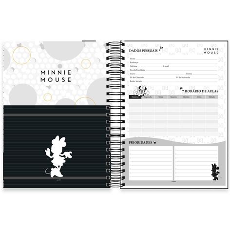 Caderno universitário capa dura 10x1 160 folhas Disney Minnie PB