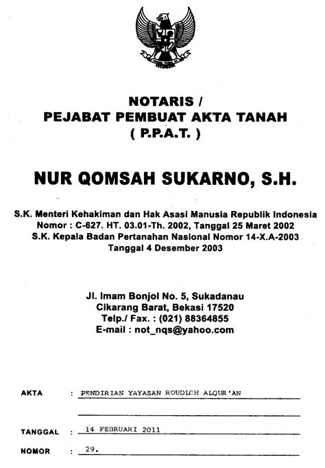 Detail Contoh Akta Notaris Yayasan Koleksi Nomer 11