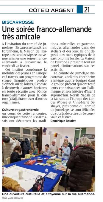 Article Sud Ouest Du F Vrier Soir E Franco Allemande Site De