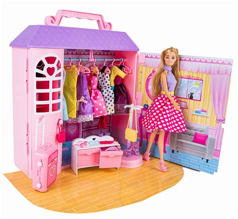 Lt Landtoys Garderoba Dla Lalek Barbie Szafa Ubranka Buty Domek