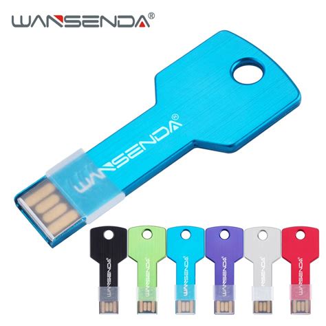 WANSENDA Chave Forma Usb Flash Drive Gb De Metal Pen 8 4 32GB 64 16GB