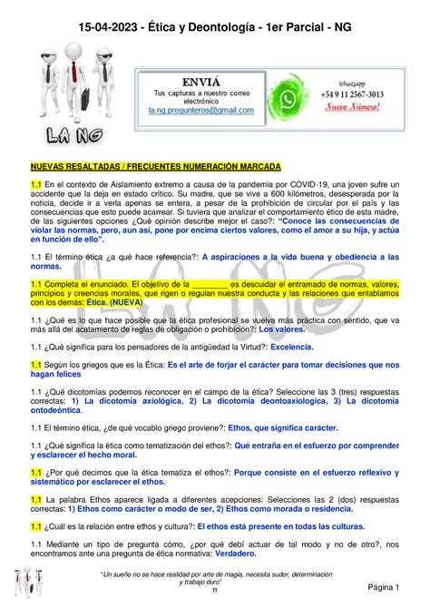 15 04 2023 Ética y Deontología 1er Parcial NG Ética y