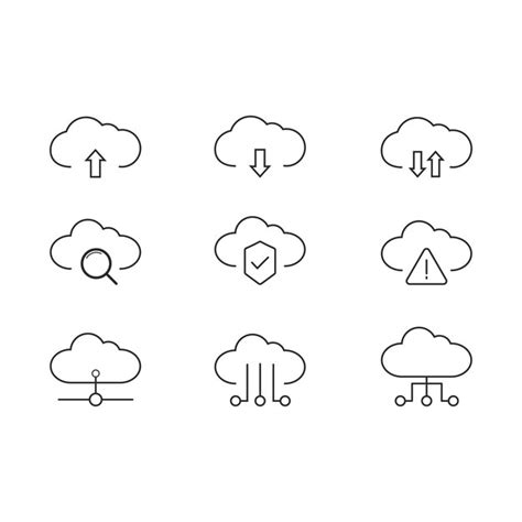 Cloud Computing Linie Icons Datenbank Und Online Speichervektor Icon