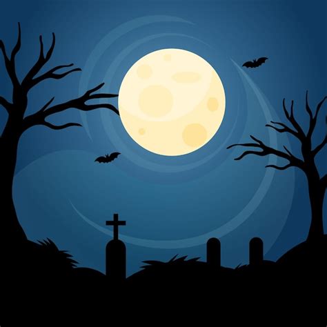 Premium Vector Spooky Graveyard Haunted Background Vector Illustration