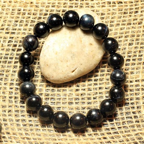 Black Tigers Eye 10 Mm Beads Healing Bracelet Men Women Gem Etsy UK