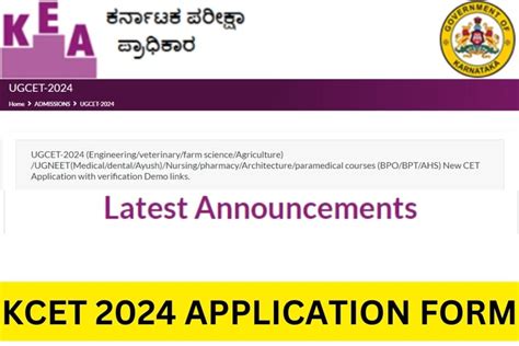 KCET Notification 2024 Karnataka CET Application Registration Form