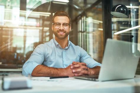 Great Results Young Bearded Businessman In Eyeglasses And Formal Wear