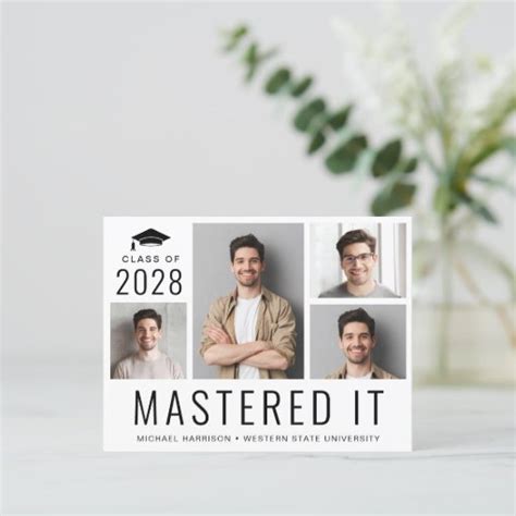 Mastered It 5 Photo Masters Degree Graduation Announcement Postcard
