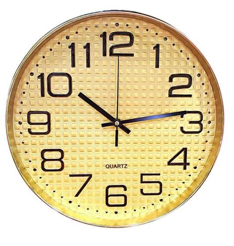 Relógio Parede Gold Dourado Quartz Silencioso 30 Cm Diametro Numeros em