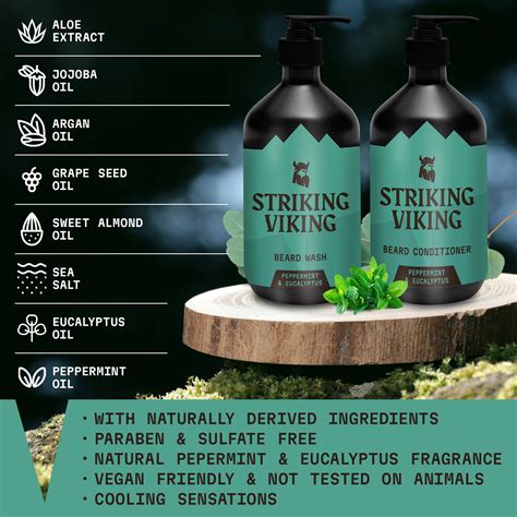 Beard Wash And Conditioner Set Peppermint And Eucalyptus Striking Viking