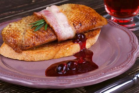 Roasted Duck Breast Fillet With Bacon Stock Image Image Of Delicious