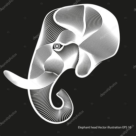 Dibujo De Una Cabeza De Elefante Estilizada Ilustración Vectorial Eps