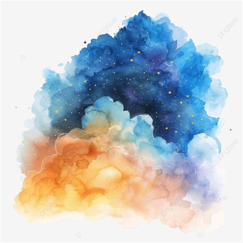 Abstract Watercolor Painting Of Clouds And Stars Abstract Watercolor