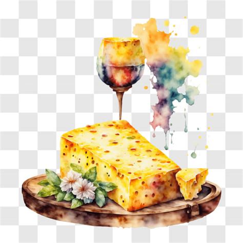 Descarga Naturaleza Muerta Artística con Queso Vino y Flores PNG En