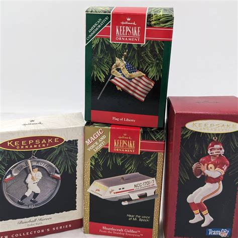 Hallmark Ornaments Babe Ruth Joe Montana Flag Of Liberty Star Trek