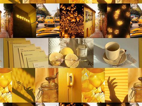 Aesthetic Yellow Wall Collage Kit 70 Pc Digital Wall Etsy