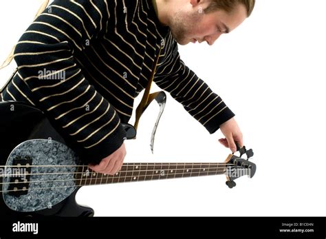 Man Playing Electric Guitar On White Background Stock Photo Alamy